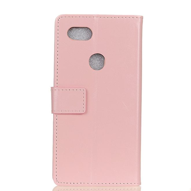 Google Pixel 2 XL Hülle - Crazy Horse Handy Bookcover - mit Standfunktion - pink