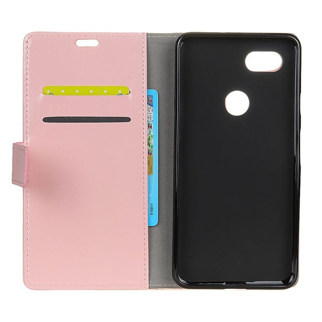 Google Pixel 2 XL Hülle - Crazy Horse Handy Bookcover - mit Standfunktion - pink