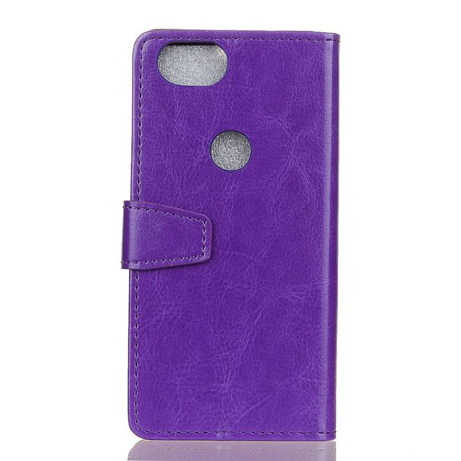 Google Pixel 2 Hülle - Crazy Horse Handy Bookcover - mit Standfunktion - purpur