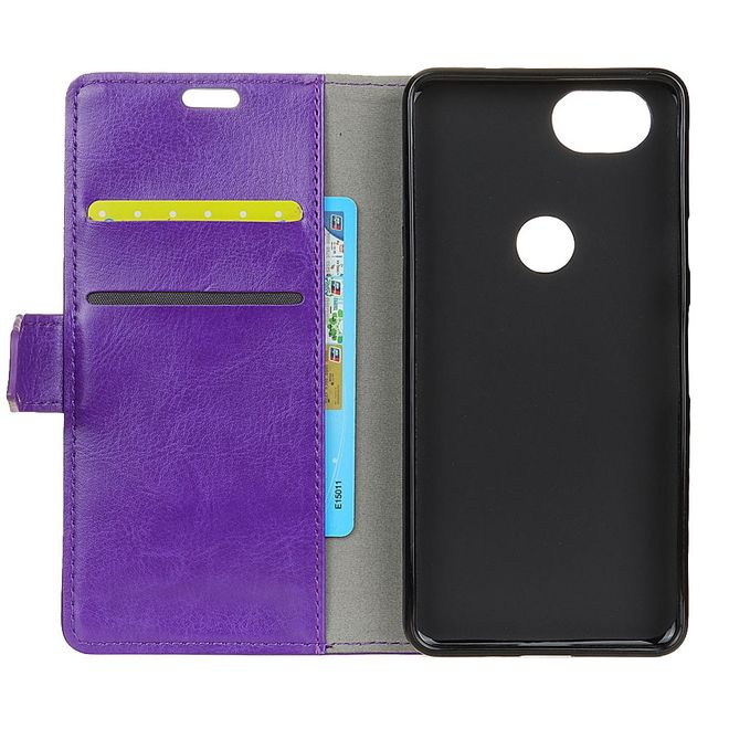 Google Pixel 2 Hülle - Crazy Horse Handy Bookcover - mit Standfunktion - purpur