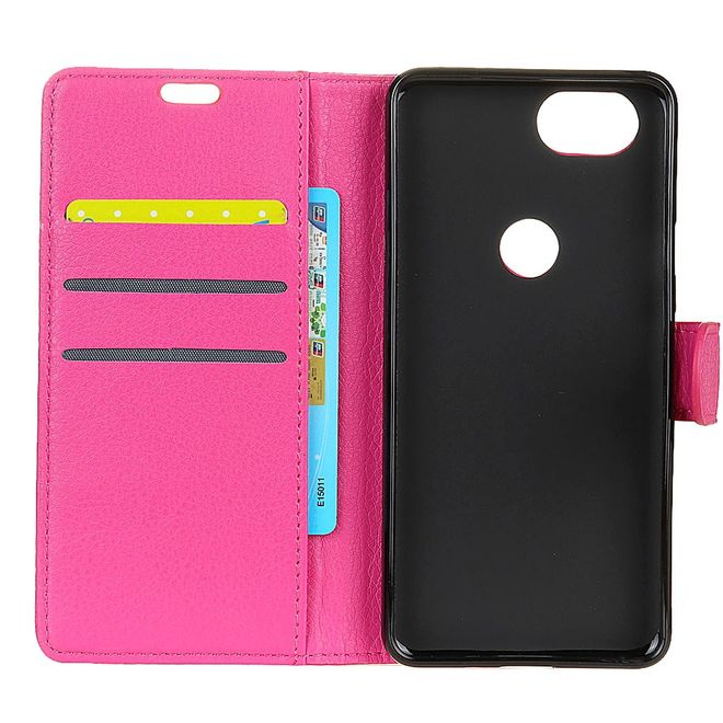 Google Pixel 2 Handy Hülle - Bookcover aus Leder - mit Litchitextur - rosa