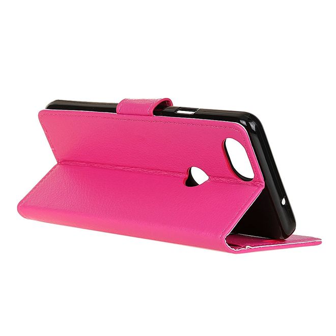 Google Pixel 2 Handy Hülle - Bookcover aus Leder - mit Litchitextur - rosa
