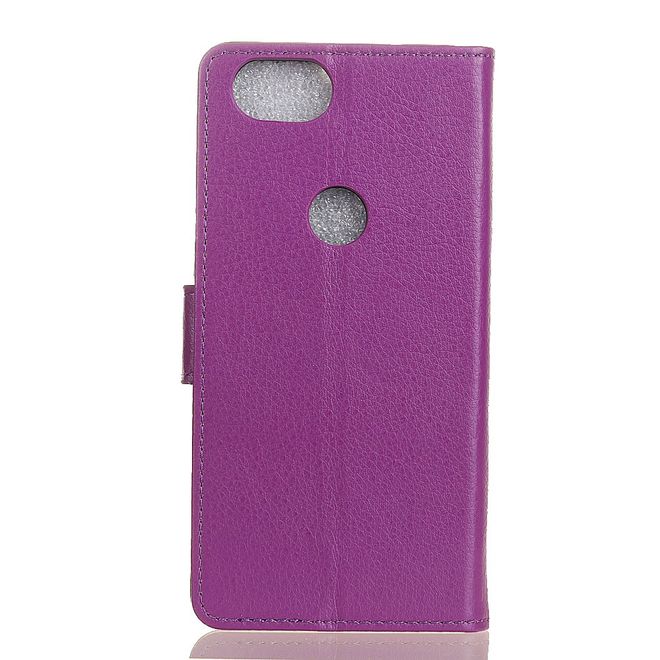 Google Pixel 2 Handy Hülle - Bookcover aus Leder - mit Litchitextur - purpur