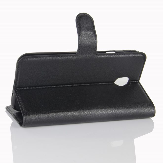 Samsung Galaxy J5 (2017) Handyhülle - Case aus Leder - mit Litchitextur - schwarz