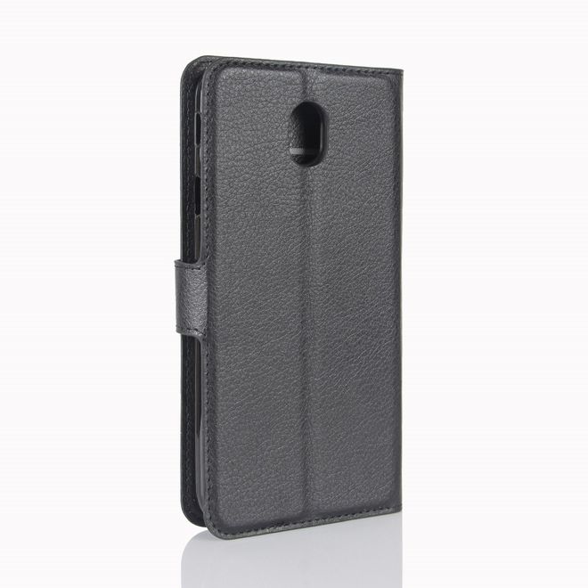 Samsung Galaxy J5 (2017) Handyhülle - Case aus Leder - mit Litchitextur - schwarz