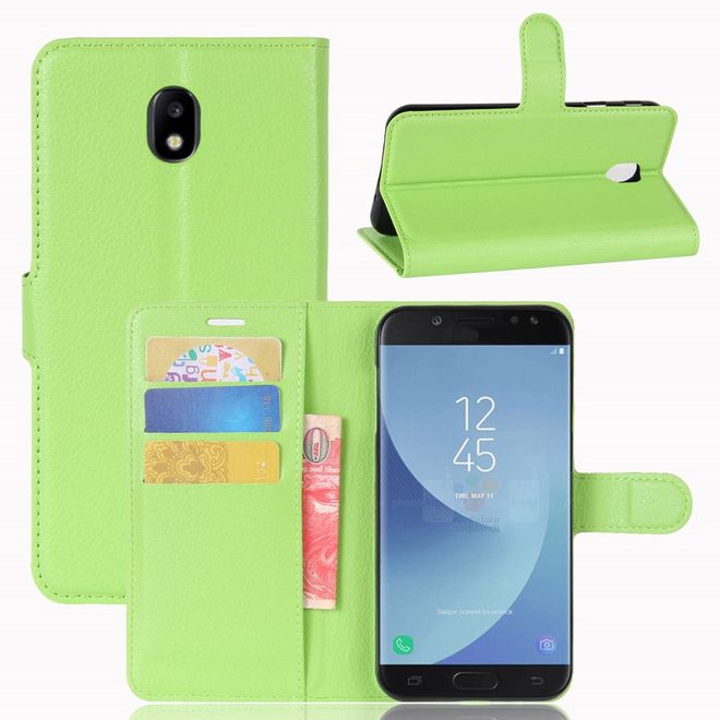 Samsung Galaxy J5 (2017) Handyhülle - Case aus Leder - mit Litchitextur - grün