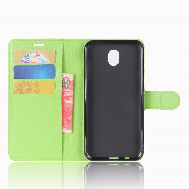 Samsung Galaxy J5 (2017) Handyhülle - Case aus Leder - mit Litchitextur - grün