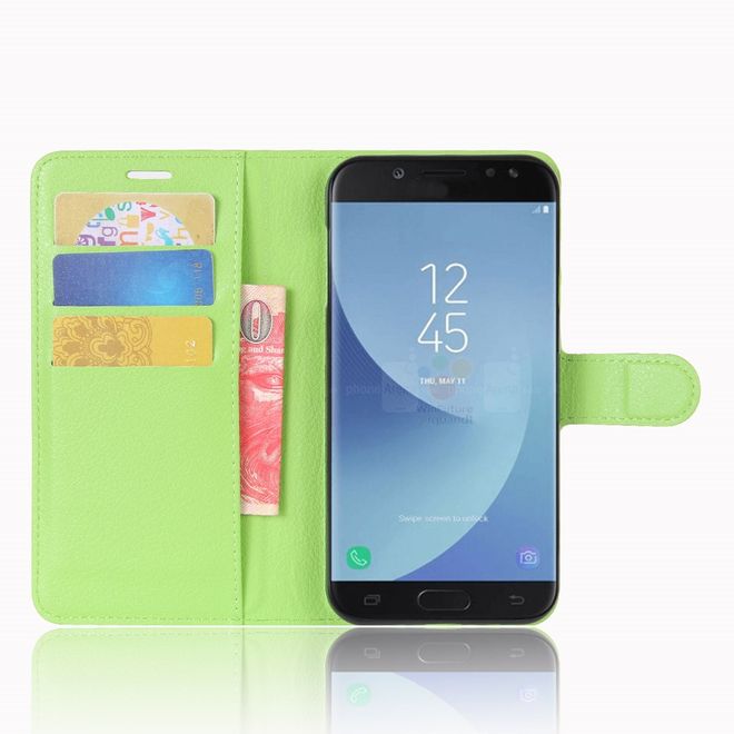 Samsung Galaxy J5 (2017) Handyhülle - Case aus Leder - mit Litchitextur - grün