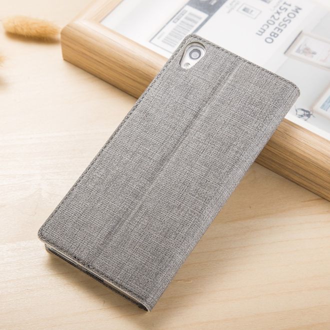 Vili Dmx - Sony Xperia XA1 Plus Hülle - Case aus Leder - Business Style - mit Standfunktion - grau