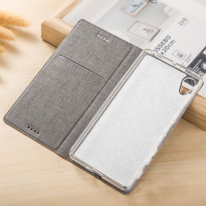 Vili Dmx - Sony Xperia XA1 Plus Hülle - Case aus Leder - Business Style - mit Standfunktion - grau