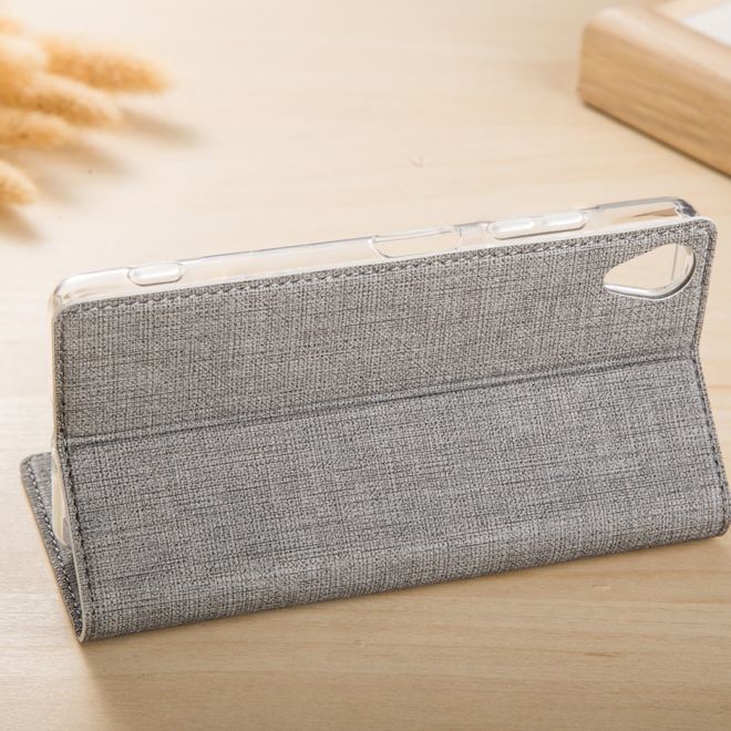 Vili Dmx - Sony Xperia XA1 Plus Hülle - Case aus Leder - Business Style - mit Standfunktion - grau