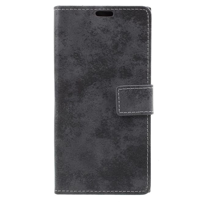 Sony Xperia XA1 Plus Hülle - Handy Case aus Leder - im Vintage Look - grau