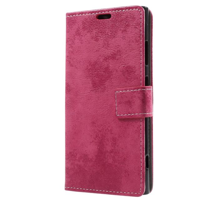 Sony Xperia XA1 Plus Hülle - Handy Case aus Leder - im Vintage Look - rosa