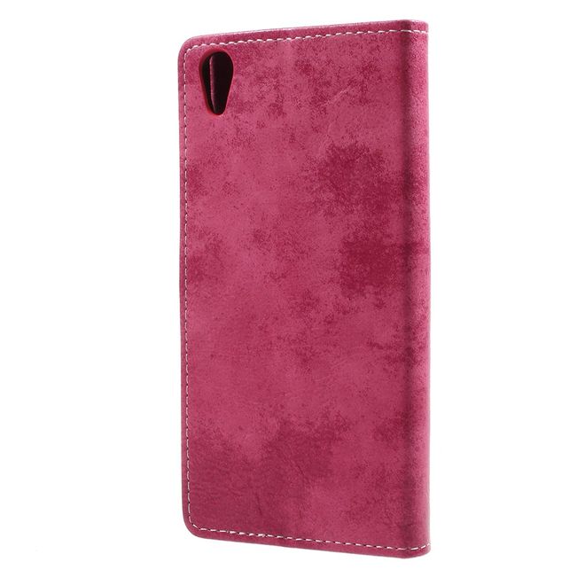 Sony Xperia XA1 Plus Hülle - Handy Case aus Leder - im Vintage Look - rosa