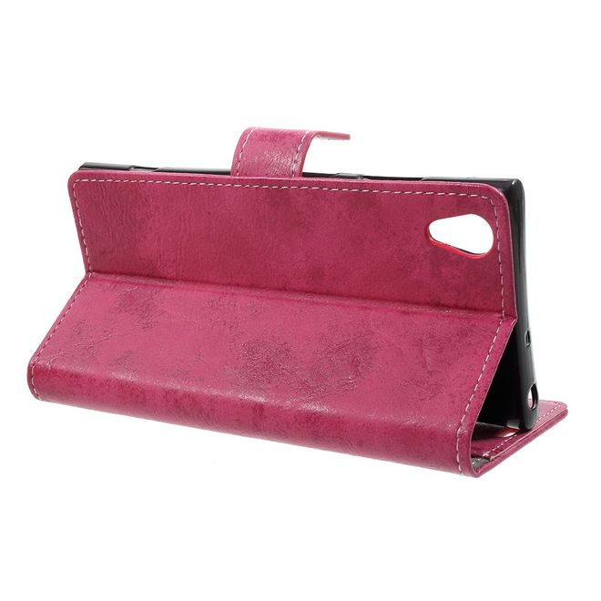 Sony Xperia XA1 Plus Hülle - Handy Case aus Leder - im Vintage Look - rosa