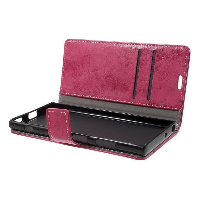 Sony Xperia XA1 Plus Hülle - Handy Case aus Leder - im Vintage Look - rosa