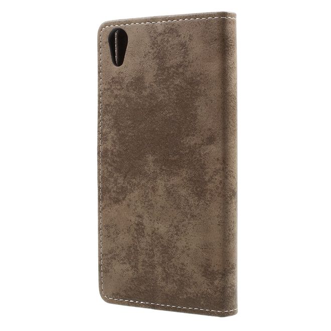 Sony Xperia XA1 Plus Hülle - Handy Case aus Leder - im Vintage Look - khakifarben