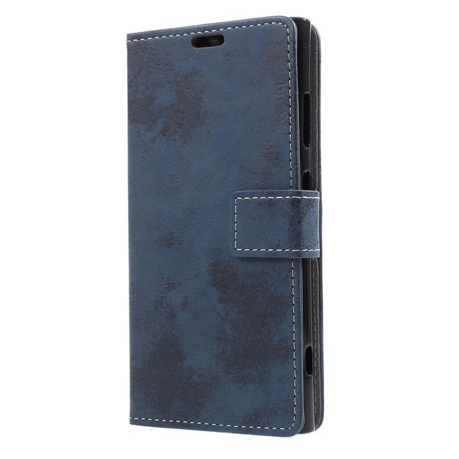 Sony Xperia XA1 Plus Hülle - Handy Case aus Leder - im Vintage Look - dunkelblau