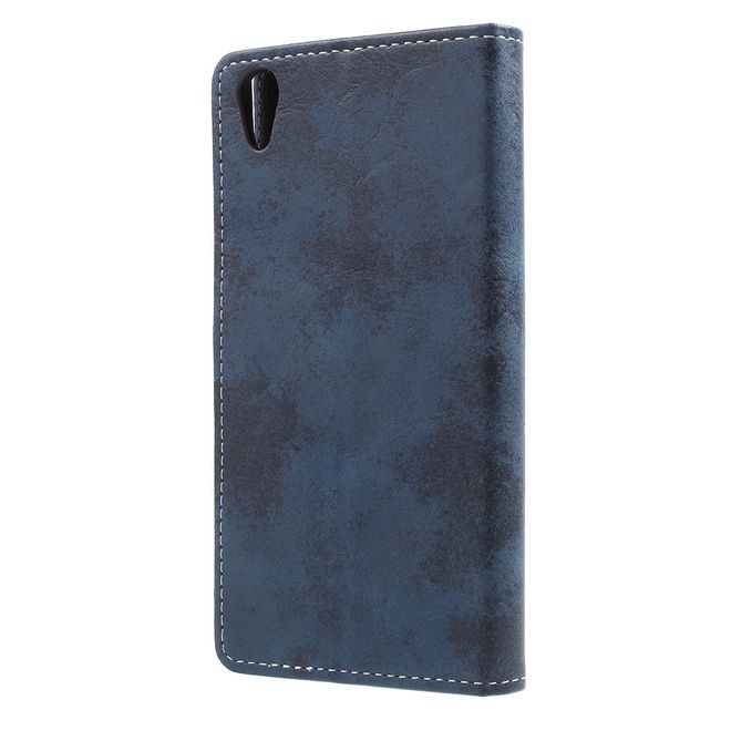 Sony Xperia XA1 Plus Hülle - Handy Case aus Leder - im Vintage Look - dunkelblau