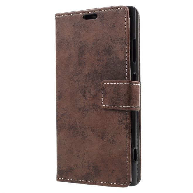 Sony Xperia XA1 Plus Hülle - Handy Case aus Leder - im Vintage Look - braun