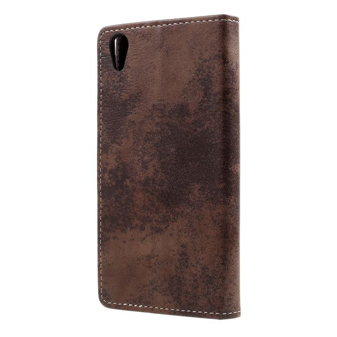 Sony Xperia XA1 Plus Hülle - Handy Case aus Leder - im Vintage Look - braun