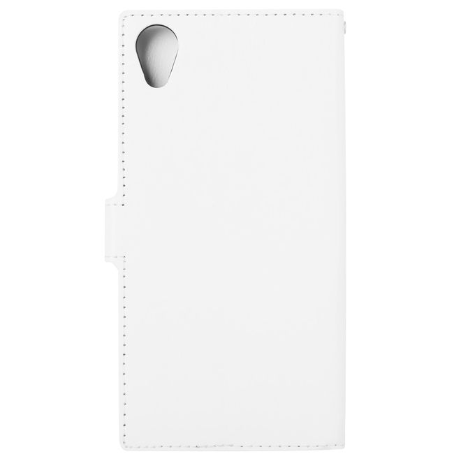 Sony Xperia XA1 Plus Handy Hülle - Crazy Horse Leder Bookcover - mit Standfunktion - weiss