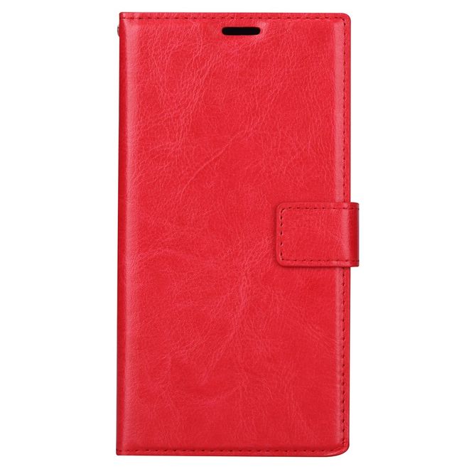 Sony Xperia XA1 Plus Handy Hülle - Crazy Horse Leder Bookcover - mit Standfunktion - rot