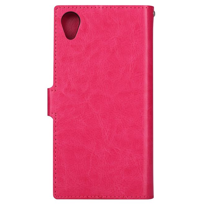 Sony Xperia XA1 Plus Handy Hülle - Crazy Horse Leder Bookcover - mit Standfunktion - rosa
