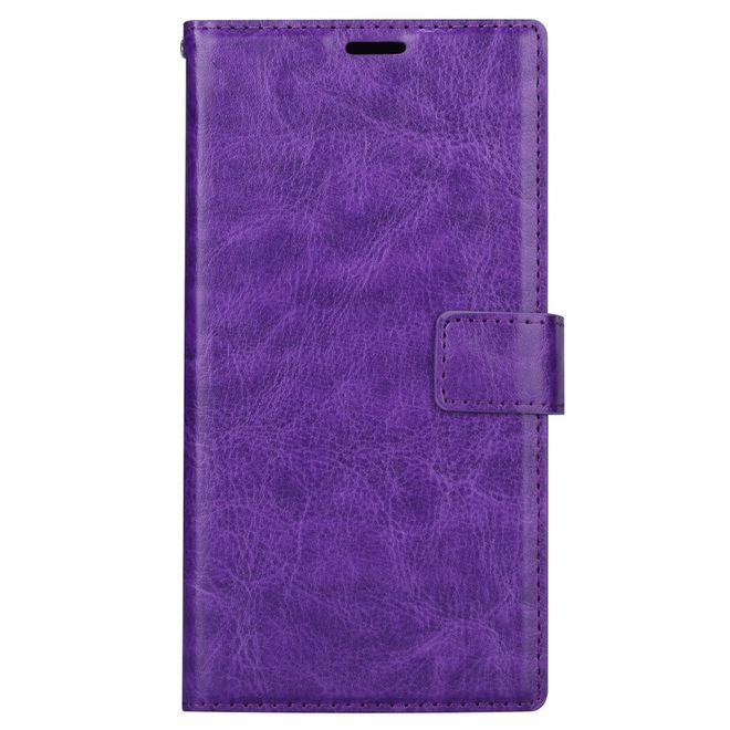 Sony Xperia XA1 Plus Handy Hülle - Crazy Horse Leder Bookcover - mit Standfunktion - purpur