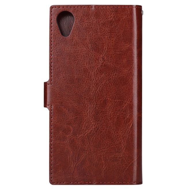 Sony Xperia XA1 Plus Handy Hülle - Crazy Horse Leder Bookcover - mit Standfunktion - braun