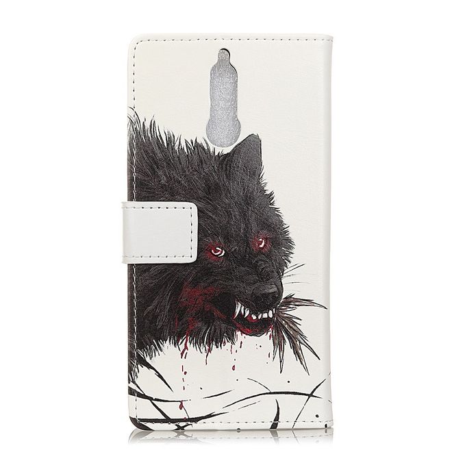 Huawei Mate 10 Lite Hülle - Cover aus Leder - mit Standfunktion - schwarzer Wolf