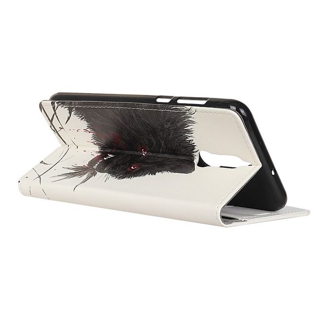 Huawei Mate 10 Lite Hülle - Cover aus Leder - mit Standfunktion - schwarzer Wolf