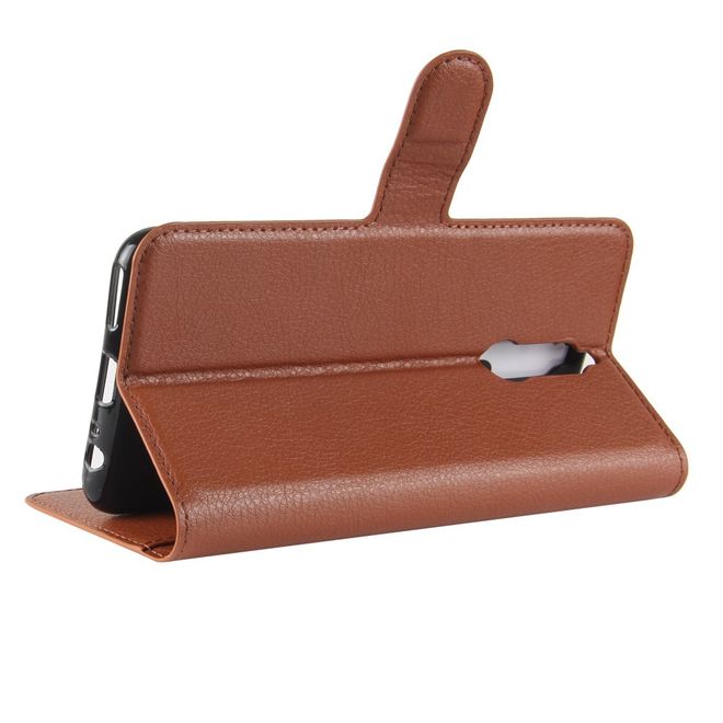 Huawei Mate 10 Lite Handyhülle - Leder Bookcover - mit Litchitextur und Standfunktion - braun