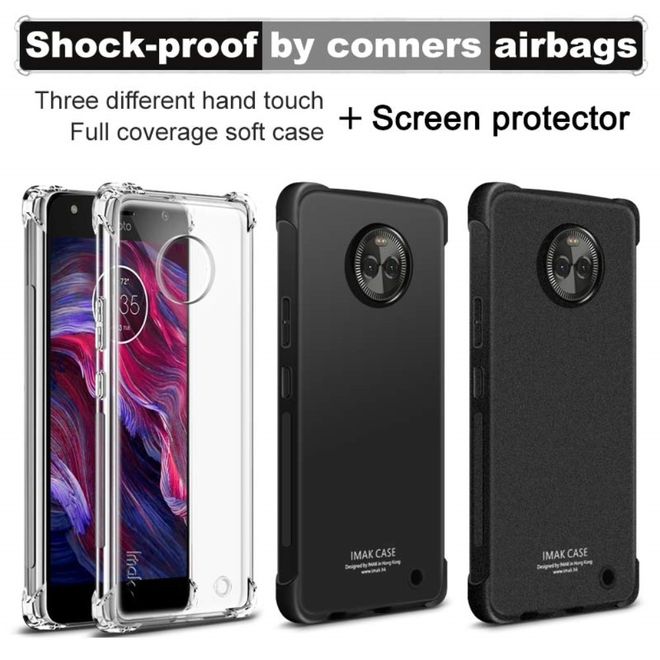Imak - Motorola Moto X4 Handyhülle - TPU Soft Case - sanft - mit Schutzglas - metallschwarz