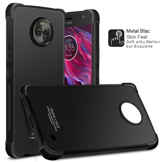 Imak - Motorola Moto X4 Handyhülle - TPU Soft Case - sanft - mit Schutzglas - metallschwarz
