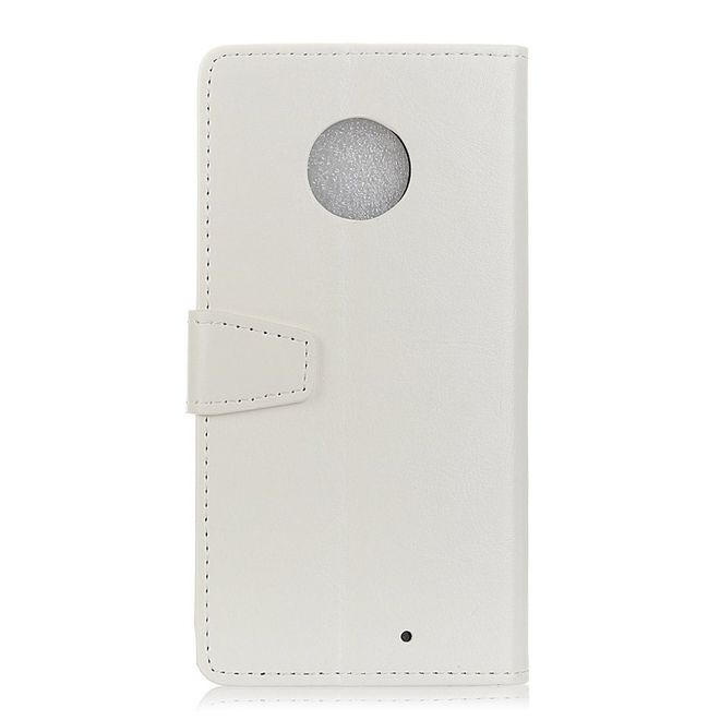 Motorola Moto X4 Handy Hülle - Crazy Horse Leder Bookcover - mit Standfunktion - weiss