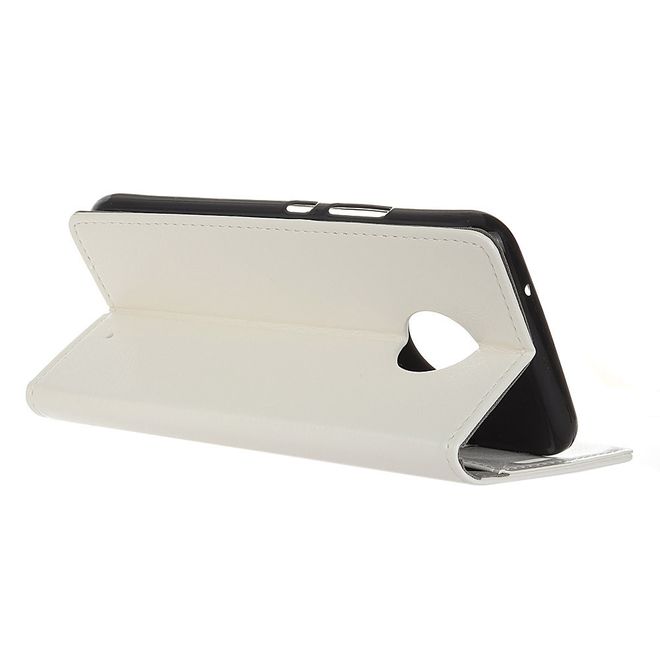 Motorola Moto X4 Handy Hülle - Crazy Horse Leder Bookcover - mit Standfunktion - weiss
