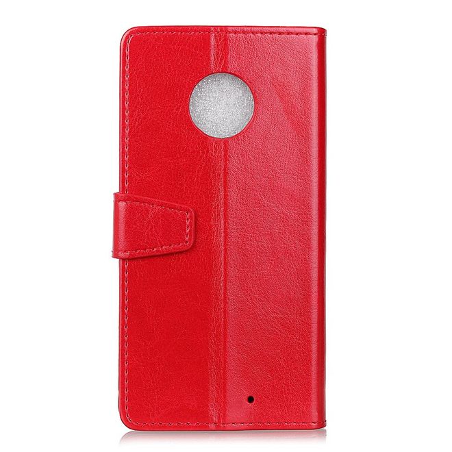 Motorola Moto X4 Handy Hülle - Crazy Horse Leder Bookcover - mit Standfunktion - rot