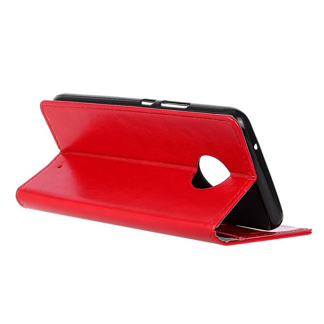 Motorola Moto X4 Handy Hülle - Crazy Horse Leder Bookcover - mit Standfunktion - rot
