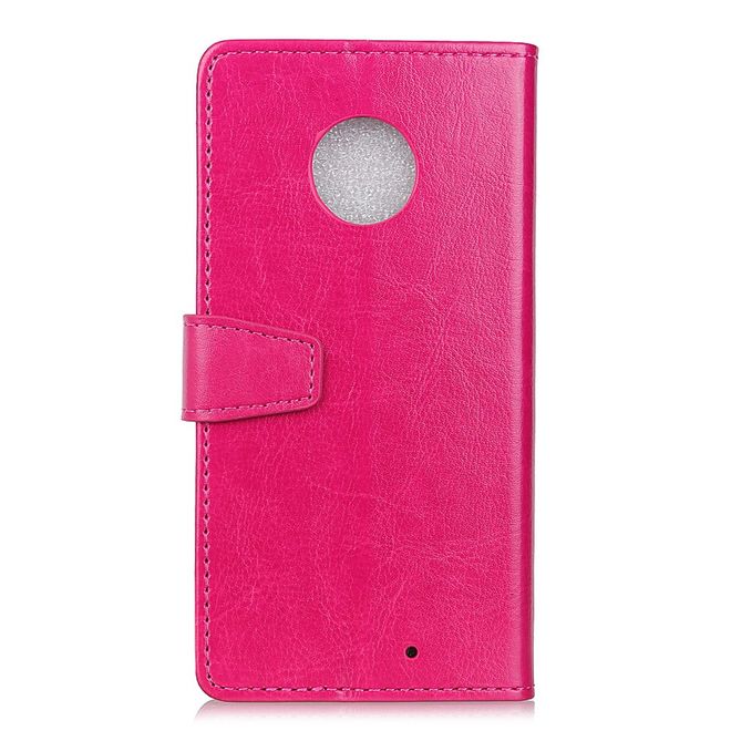 Motorola Moto X4 Handy Hülle - Crazy Horse Leder Bookcover - mit Standfunktion - rosa