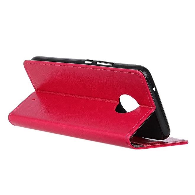 Motorola Moto X4 Handy Hülle - Crazy Horse Leder Bookcover - mit Standfunktion - rosa