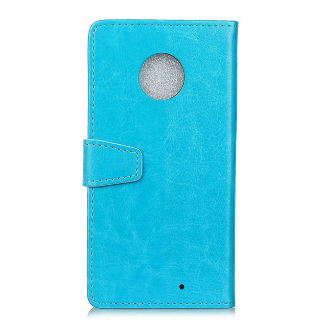 Motorola Moto X4 Handy Hülle - Crazy Horse Leder Bookcover - mit Standfunktion - blau