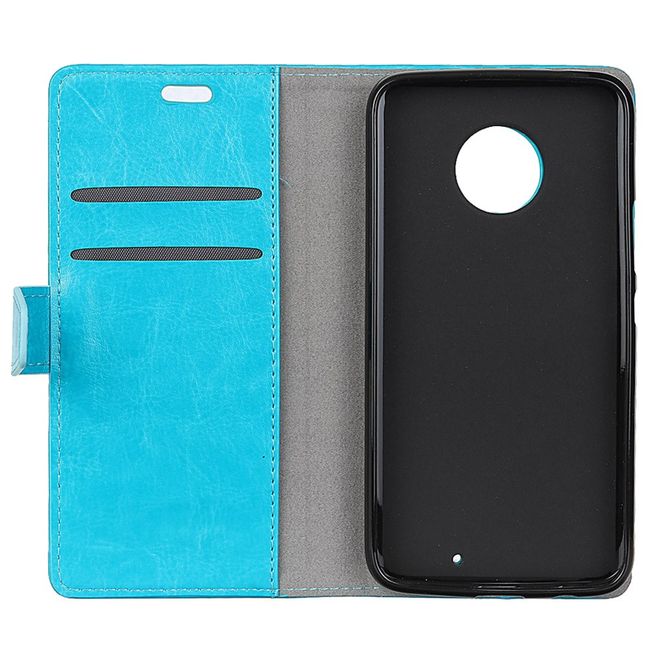 Motorola Moto X4 Handy Hülle - Crazy Horse Leder Bookcover - mit Standfunktion - blau