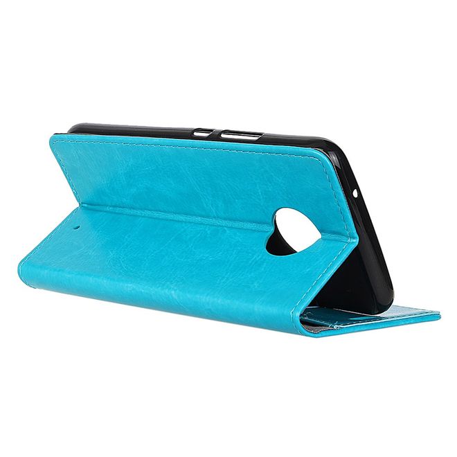 Motorola Moto X4 Handy Hülle - Crazy Horse Leder Bookcover - mit Standfunktion - blau