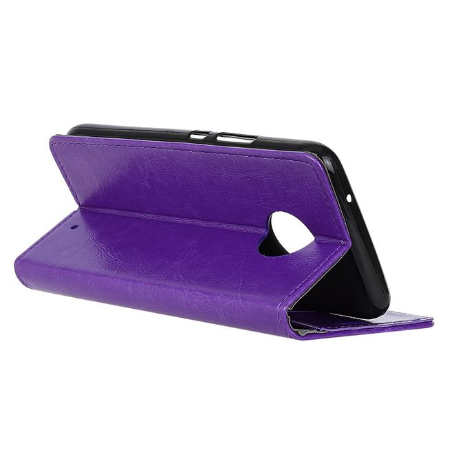 Motorola Moto X4 Handy Hülle - Crazy Horse Leder Bookcover - mit Standfunktion - purpur