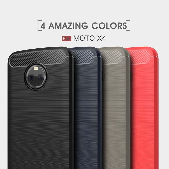 Motorola Moto X4 Handy Case - Hülle aus flexiblem TPU Plastik - im Carbon Look - grau