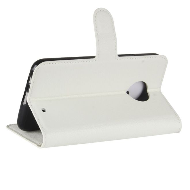 Motorola Moto X4 Handyhülle - Cover aus Leder - mit Litchitextur und Standfunktion - weiss