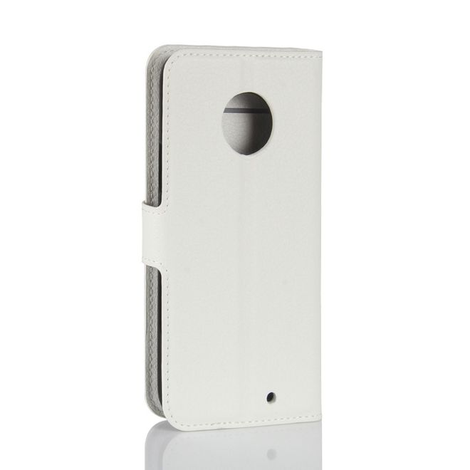 Motorola Moto X4 Handyhülle - Cover aus Leder - mit Litchitextur und Standfunktion - weiss