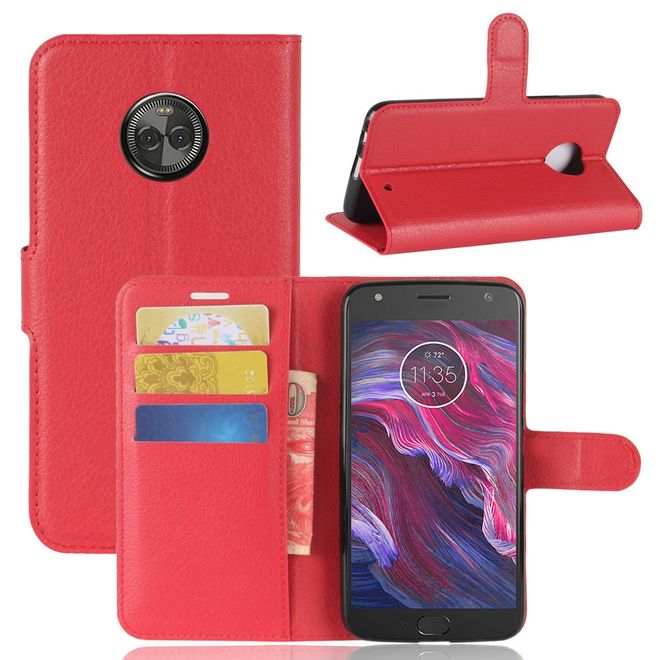 Motorola Moto X4 Handyhülle - Cover aus Leder - mit Litchitextur und Standfunktion - rot