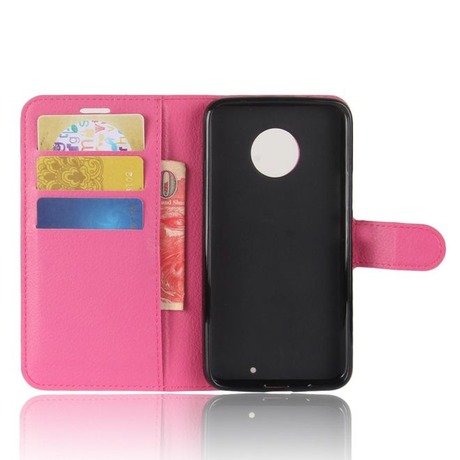 Motorola Moto X4 Handyhülle - Cover aus Leder - mit Litchitextur und Standfunktion - rosa